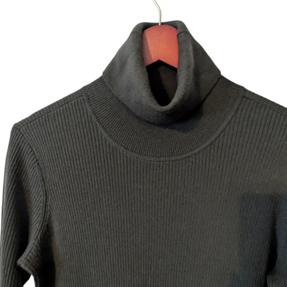 Eileen Fisher Olive Green Turtleneck Ribbed Dress - XS - Picture 5 of 6